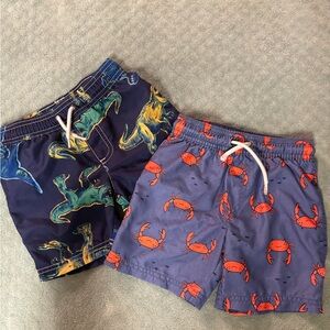 Carter's 2 pr Blue Dinosaur & Crab toddler size 3T bathing suit bottoms